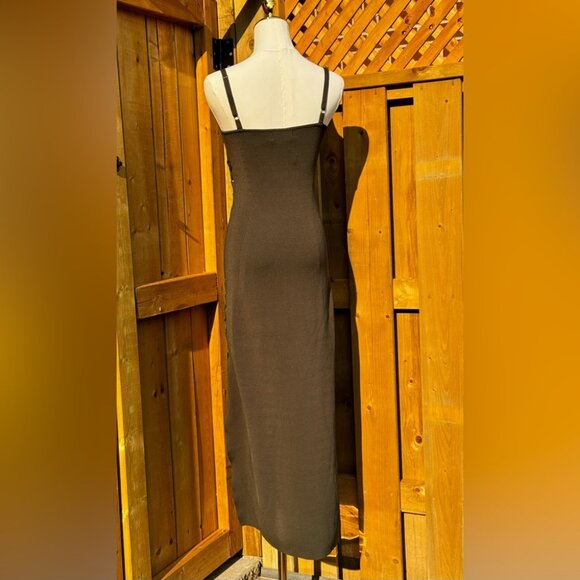 🆕 NICHOLAS 🧿 NWT Palmer Lace Up Ribbed Knit Maxi Dress, Olive Green - Sz M - Picture 9 of 15